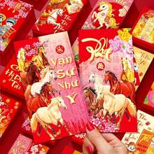 18pcs Red Envelopes - Traditional Decor With Vietnamese Text, Gold & Red Horse Patterns - Birthday, Holiday Party Decoration - Elegant Tabletop Centerpiece - Suitable For New Year, Wedding, Office Or Party Decor - Festive Cards And Ornaments - Multicolor - View 6