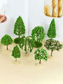1pc Mini Realistic Tree Model, Miniature Realistic Landscape Tree, Cute Micro Ornament Fairy Garden Decor Micro Landscape Resin Craft Ornament Home Desktop Garden Accessory, Artificial Plant - Multicolor - View 2