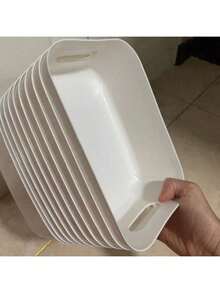 Set 6 Kotak Penyimpanan Serbaguna - Cocok untuk Menyimpan Kosmetik, Makanan Ringan, dll. - Terbuat dari Plastik, Dapat Digunakan di Dapur, Kamar Mandi, dan Asrama - Putih - View 8