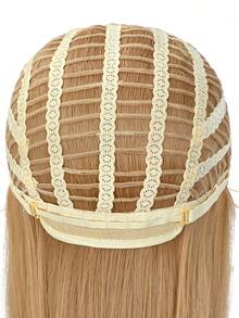 24-Inch Synthetic Wig With Bangs, Long Straight Golden Hair, Heat Resistant Synthetic Fiber Wig Suitable For Daily Wear - Multicolor - View 12