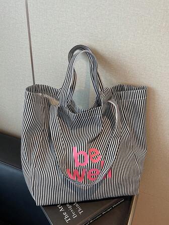 School Backpack! Retro Carvas Women's Handbag - Shoulder Carrying Large Capacity Shopping Bag, Suitable For Teenagers, Female College Students, University Students, Outdoor, Travel, Outdoor, Shopping Striped Canvas Bag Women's Bag