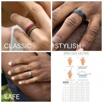 Alianzas de boda de silicona transpirable para hombres, anillo de silicona Hunter con ranuras interiores en forma de flecha para una mayor transpirabilidad, anillo de goma de silicona de diseo nico para hombres, 8 mm de ancho, 12.5 - 13 22.33mm, Silicona, platino, goma