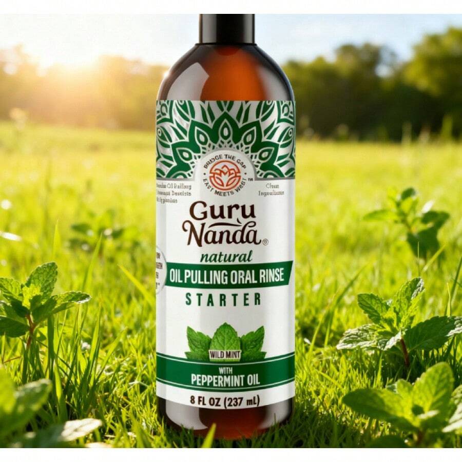 GuruNanda Natural Oil Pulling Mouthwash (8 Oz) - Alcohol-Free With Coconut & Peppermint Oil: Teeth Whitening, Fresh Breath & Gum Care - 1 - Xem 1