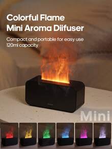 kinscoter 1个120毫升迷你USB火焰香薰机，便携式超声波空气加湿器，轻巧彩色火焰精油香薰机，适合办公室和家庭使用