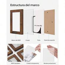 Marco Collage para 12 fotos de 10x15 cm, Set de marcos para pared, frente de vidrio, marrón rústico PLAZA LAS - Negro - Ver 8