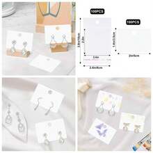 - tarjetas de exhibicin de arete, 2x 1.4 pulgadas, con bolsas, paquete de exhibicin de joyas para vender, colgar, manualidades - Blanco - Ver 1