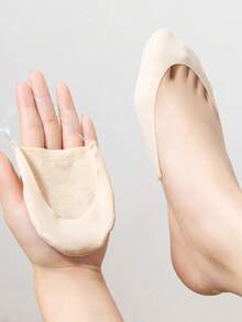 5双女士隐形透明防滑半掌袜，适合搭配高跟鞋 - 杏色 - 查看 3