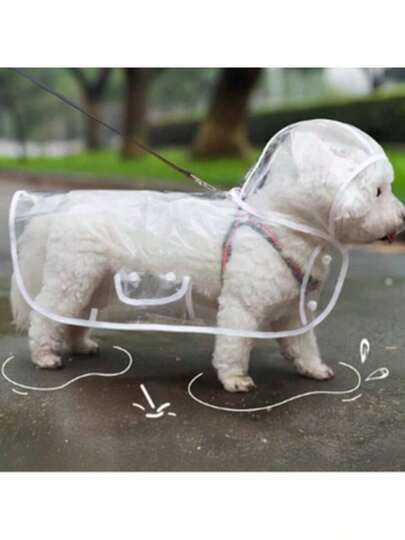 1pc Pet Raincoat, Waterproof & Windproof Pet Clothing, Transparent Pet Raincoat, Waterproof & Windproof Clothing For Small Dogs, Raincoat For Large Dogs