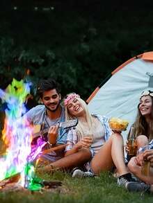 20包神奇火焰变色片，色彩鲜艳，完美展现神奇的火焰变色效果，适用于露营、篝火、火坑和户外壁炉，是营造露营和户外派对氛围的必备配件。 - 彩色 - 查看 6