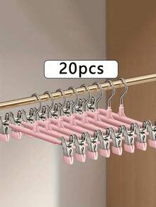 60个/20个/10个/5个装重型裤架，带防滑夹 - 节省空间的衣柜收纳架，涂层裤夹，裙子夹，不锈钢晾衣架，非常适合浴室、卧室、衣柜和宿舍使用 - 多色 - 查看 16
