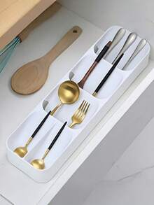 1pc Drawer Style Cutlery Storage Box - Compact Cutlery Drawer Organizer, Silverware Tray, Knife Fork Spoon Drawer Storage Box, Suitable For Kitchen, Living Room - Multicolor - View 12