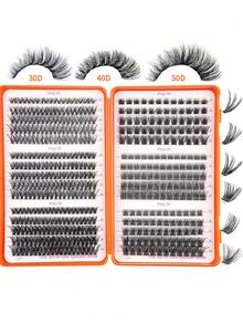 Kit de extensiones de pestañas en racimos D Curl de 485 piezas, racimos de pestañas wispy para un aspecto natural de 10-18 mm, 30D-40D, para un look natural DIY