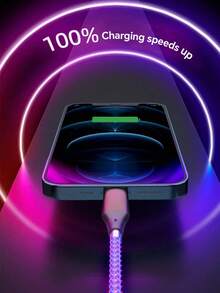 三合一 66W LED 流光快充充电线，耐用 TPE 充电数据线，兼容 14/13/12/11/Xs/Xr/8/7/6 和三星 S24 Ultra/S24/S23 Ultra/S23/S22/S21，兼容华为/小米系列，超强耐用高效充电线，新年圣诞礼物之选。 - 彩色 - 查看 9