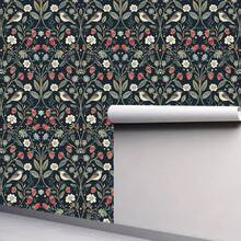 1 rolă de tapet autoadeziv cu model gri de căpșuni, material vinil, tapet detașabil, tapet autoadeziv, autocolante decorative de perete, tapet cu animale, stil rustic vintage, autocolante decorative de perete, decor și accesorii pentru casă, decor și accesorii pentru living, tapet de bucătărie, tapet estetic - Multicolor - Vizualizare 11