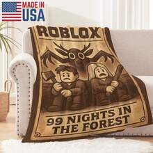 1pc 99 Nights In The Forest Game Printed Flannel Throw Blanket, Sofa Blanket, Suitable For All Seasons, Comfortable Bed Sheets, Sofas, Camping, Travel, Office Essentials, Perfect Holiday Gifts, Couple Gifts, Multiple Sizes To Choose From, Pet Friendly Home Decoration, Party Decoration, Lightweight And Durable Design, Modern Style, Pet Owner's Choice - 彩色 - 查看 6
