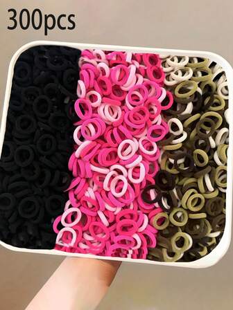 300pcs/Pack High Elastic Hair Ties, Won't Damage Hair, Suitable For Kids Daily Use And School
