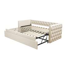 Sofa Bed - Extendable Bed 90*200cm With Board Material, Multifunctional Guest Mattress, Skin-Friendly Velvet Fabric, Grey, Beige (Mattress Not Included) - Beige - View 6