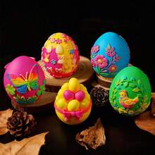 1 Stück Ostereikerze Form mit Relief Schmetterling, Klee, Henne Muster, Ei Gips Harz Kunsthandwerk Ornamente für Ostern Dekorationen und kreative handgemachte Geschenke