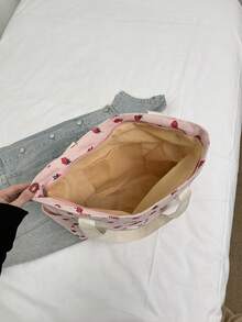 1pc Women's Fashion Commuter Strawberry Print Shoulder Bag, Portable Versatile Large Capacity Shoulder Tote Bag, Suitable For Dates, Shopping, Outings, Travel - Pink - View 7