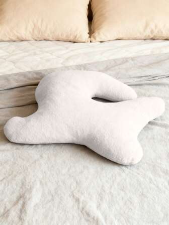 1pc Cute Fluffy White Rabbit Shaped Plush Pillow