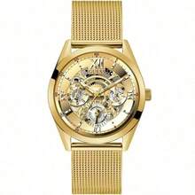 Guess Relógio Masculino Dourado Tom Multifunção Pulseira de Malha GW0368G2