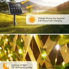 1pc Solar Powered Copper Wire Fairy Lights, 20/50/100 LED Artificial Ivy Vine Fairy String Lights With 8 Lighting Modes, Ideal For Outdoor Garden, Wall, Balcony, Fence, Tree, Wedding, Party, Restaurant Decor