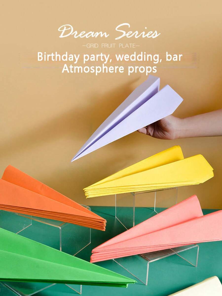 100 aviones de papel de colores para lanzar, fiestas de cumpleaños, bodas, fiestas de graduación, Halloween, juegos de cola y accesorios para fiestas - Multicolor - Ver 1