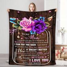 Give Me The Most Beautiful Gift For My Mom - A Blanket, With A Retro And Warm Style,Super Soft Flannel Printed  Blanket,As Birthday Gifts, Family, Wedding, Souvenir Blankets, Polyester Blankets Suitable For All Seasons, Washable, Machine Washable, Lightweight, Breathable, Comfortable, Warm, Unique, 280gsm For Him, Her Personalized Ideal Gifts For Her, Perfect Nap, Camping, Travel, Home, Daily Life, Office Decoration, Birthday, Anniversary, Valentine's Day, Thanksgiving, Christmas, Halloween, Mother's Day, Wedding, New Year Gifts ,Sofa,Bed,Car,Bedroom,Living Room,Office,  Outdoor Camping, Beach,Wall Decoration - 多色13 - 查看 1