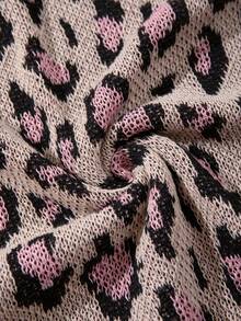 Modcrash Blusa de punto de cuello redondo de corte holgado y estampado de leopardo, para primavera/verano, unisex - Albaricoque - Ver 7