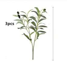 1/3支人造橄榄枝，仿真橄榄叶，人造植物，橄榄叶树装饰，绿叶喷雾，适用于高花瓶，家居客厅婚礼装饰，餐桌装饰 - 綠色 - 查看 9