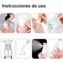 Set de 17 Botellas de Viaje de Silicona, Kit Rellenable para Champ y Locin, con Etiquetas, Negro Blanco - Blanco - Ver 4