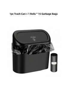 Car Trash Can With Lid, Mini Auto Dustbin Garbage Organizer Optional 2 Hooks And 3 Rolls Trash Bags Combo, Automotive Garbage Container Bin For Vehicle, Home, Office(1pc, 2pcs , 3pcs, 6pcs) - Style a - View 17
