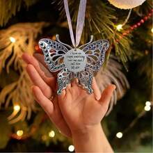 1pc Christmas Decoration, Christmas Tree Ornament, Alloy Butterfly Decor, Christmas Gift "A Piece Of My Heart Is In Heaven" Angel Wings Ornament, Christmas Party Decoration, Angel Wings Charm, Random Color Rope - Multicolor - View 6