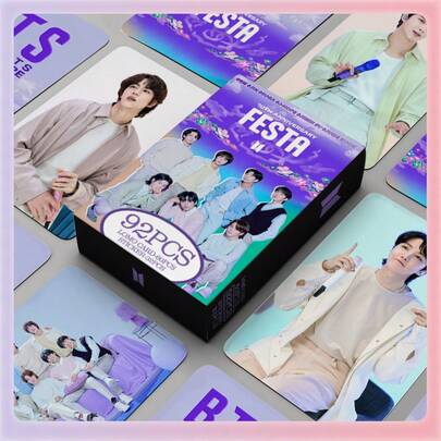 92pcs/Set KPOP Collectible Card Set - Holographic Cards, Double-Sided Photo Cards, LOMO Cards, Fan Support INS Cards, Collector Cards, Greeting Cards And Colorful Decorative Cards | KPOP Star Merchandise LOMO Cards, 92pcs (60 Cards + 32 Stickers)