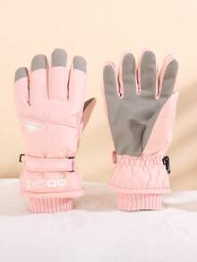 1 Pair Kids Ski Gloves, Cartoon Dinosaur Design, Thermal Lined, Thick, Windproof, Waterproof, Warm Winter Snow Play Mittens - 1Pair - View 4