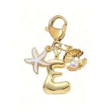 1pc A-Z Alphabet Gold Bubble Letter Cute Pendant Keychain, Shell And Starfish Accessories, Keychain, Ring Bag, Backpack Pendant, Car Pendant, Perfect Vacation, Shopping, Beach, Camping, Wallet And Handbag Accessories. Suitable For Women, Friends, Classmates Gift Decoration, Fashion Creative Design Birthday Gift Accessories, Summer Bag Charms, Ladies' Fashion Accessory, Durable Metal Keyring, Aesthetic Gift Idea, Novelty Keychain, Back To School Car Accessories Goth Y2k - E - Xem 7