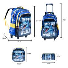 Dinosaur Rolling Backpack Kit For Boys, Complete With Lunchbox And Pencil Case - Ideal Gift - Back To School Kit - Blue - View 8
