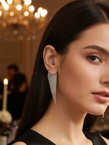 一对奢华水晶流苏吊坠耳环，女士款，适合新年派对、婚礼、约会、夜店、晚间社交场合，是送给她的好礼物。 - 彩色 - 查看 5