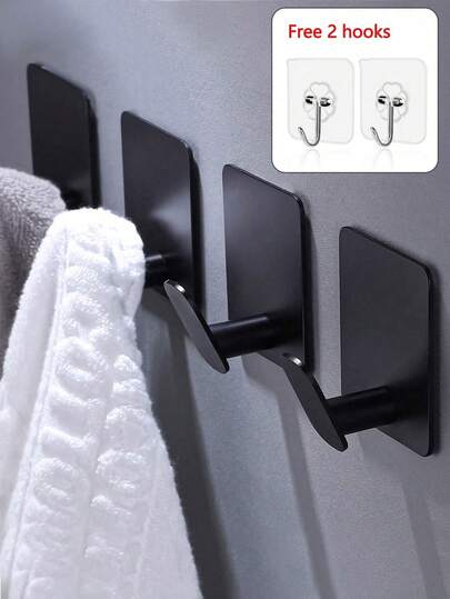 1/2/3/4个装不锈钢粘钩 – 多功能、重型壁挂式挂钩，适用于毛巾、外套、衣物、帽子、浴袍 – 浴室和厨房的理想之选，粘贴方便。1/2/3个浴室配件/浴室工具