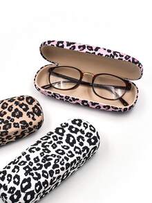 Leopardmönster Solglasögonfodral med rengöringsduk, glasögonfodral med snäpplås, unisexglasögontillbehör för kvinnor - Multifärgad - Visa 12