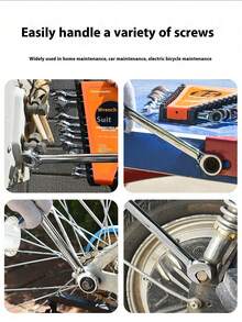 2-In-1 Ratchet Wrench Set, Home & Auto Repair Tool Kit, Dual-Head Quick Reverse, Portable Toolbox, Open-End Ratchet Hex Bit - Dual-purpose Double-ended Ratchet Wrench Set - View 8