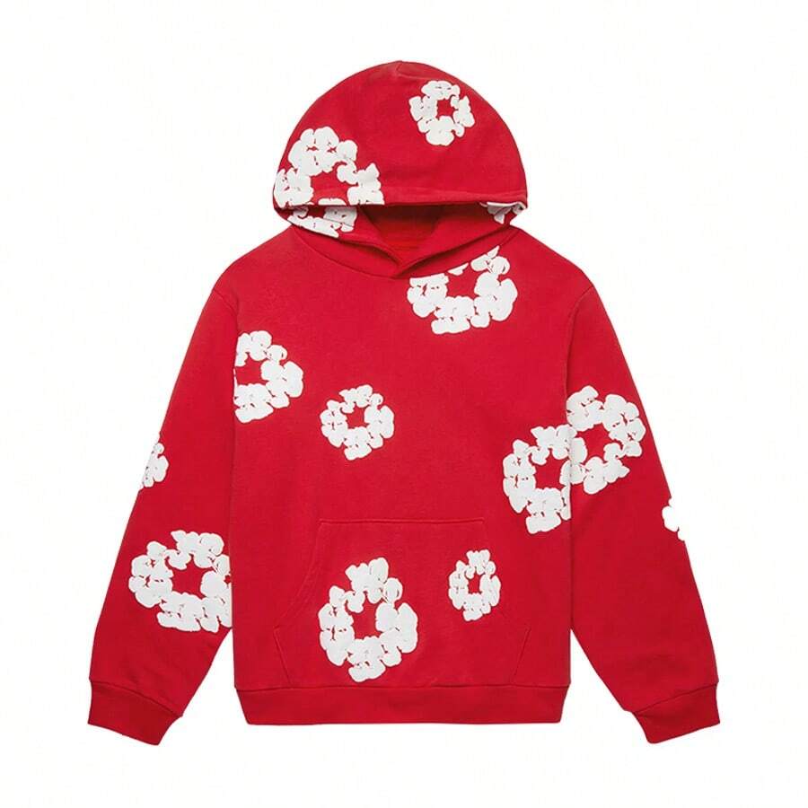 Denim Tears 'The Cotton Wreath'New Item Autumn Winter Hoodie Loose Drop Shoulder Hooded Hot Item Women Sweatshirt Men's Autumn Winter Hoodie Loose Drop Shoulder Hooded Women/Men Sweatshirt , With Modern Men Breathable Technology, Loose Urban Functional Wear, High-End Cotton For Urban Street Style, Loose Silhouette Gender-Neutral Design, Mixed-Color Cotton For Low-Profile, Preferred Choice For Cafes And Hiking - 紅色 - 查看 1