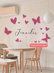 1 件/3 件定制文字、卡通蝴蝶、心形、足球男孩、皇冠仙女独角兽墙贴，PVC 自粘式，可移除贴花，适用于家庭、卧室、客厅、餐厅、学校教室、走廊礼物生日毕业、家居清新、定制墙贴、温馨氛围 - 彩色 - 查看 9