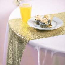Champagne Sequin Table Runner 12" X 72" Pack Of 5 Sparkly Champagne Metallic Table Runner Glitter Sequin Runner For Table Birthday Party Event Decorations Wedding Decorations And Gifts - Fuchsia - View 2