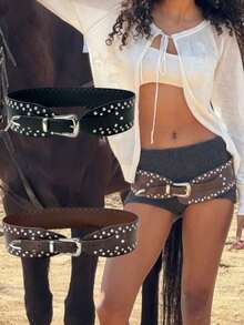 1 chiếc thắt lưng kiểu cao bồi miền Tây, thắt lưng corset phong cách đường phố Y2K Mỹ sang trọng, thắt lưng da PU phù hợp cho phong cách đường phố, du lịch, mặc hàng ngày, kỳ nghỉ. - Nhiều màu - Xem 4