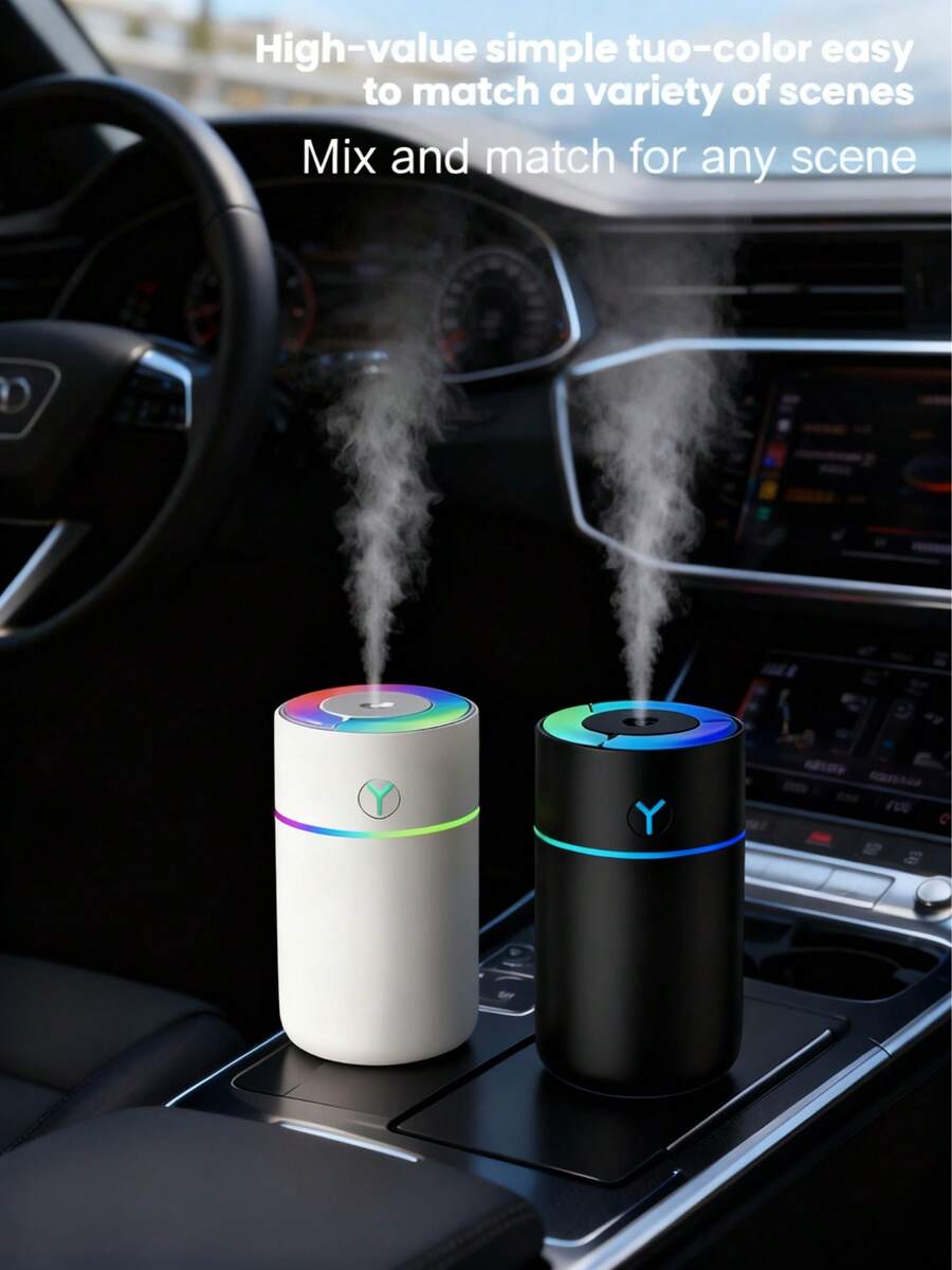 这款大容量230毫升静音车载加湿器采用超声波雾化技术，是必备的便携式车载配件。它有经典的黑白两色可选，还具备车载香氛功能，提供5种可选香味。这款多功能装饰品内置LED氛围灯，并可作为智能USB供电的车载空气清新剂使用（需插电）。 - A - 查看 1