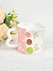 1 كوب قهوة سيراميك فريد من نوعه بشكل عقدة الزهور المرسومة باليد - متعدد الألوان - مشاهدة 8