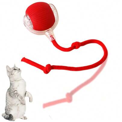 Uma bola de brinquedo para gatos com uma corda na cauda, bola inteligente que rola, bola de brinquedo automática para gatos, para os gatos brincarem e relaxarem sozinhos, bastão de brincar inteligente para gatos, pode ser usado para exercícios, bola saltitante, bola de brinquedo elétrica para cães