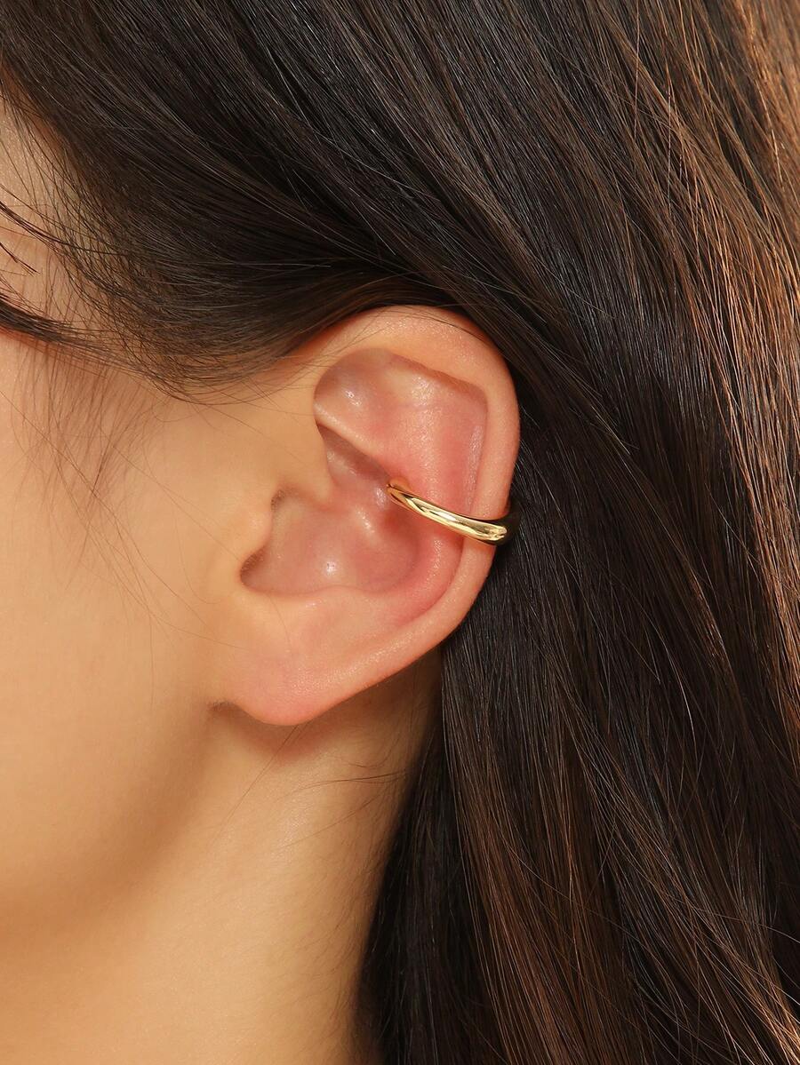 2pcs Minimalist Round Geometric Ear Cuffs, Suitable For Daily Wear For Women - Multicolor - View 1