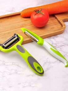 Pelador rotativo 3 en 1 con cuchillas de acero inoxidable, apto para patatas, manzanas, verduras - Incluye peladores en forma de I y Y, con función de corte en juliana - Multicolor - Ver 4